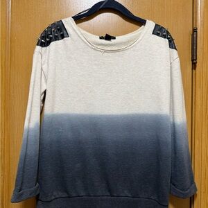Forever 21 Cream and Gray Ombre Sweatshirt with Studded Shoulders